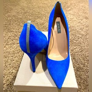 SJP Blue Suede Heels